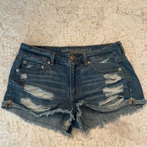 American eagle tomgirl shortie distressed jean shorts